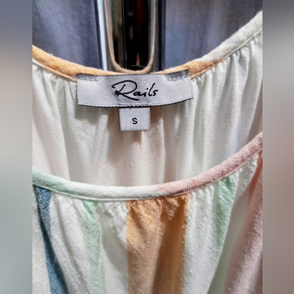 Rails Multi-Colored Striped S/L Midi Dress - image 7